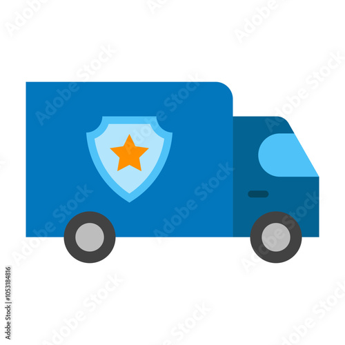 Police Van Flat Icon Design