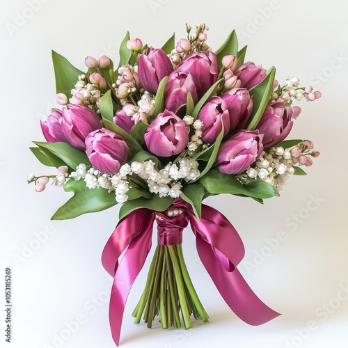 Wallpaper Mural Pink Tulips with Baby's Breath, Torontodigital.ca