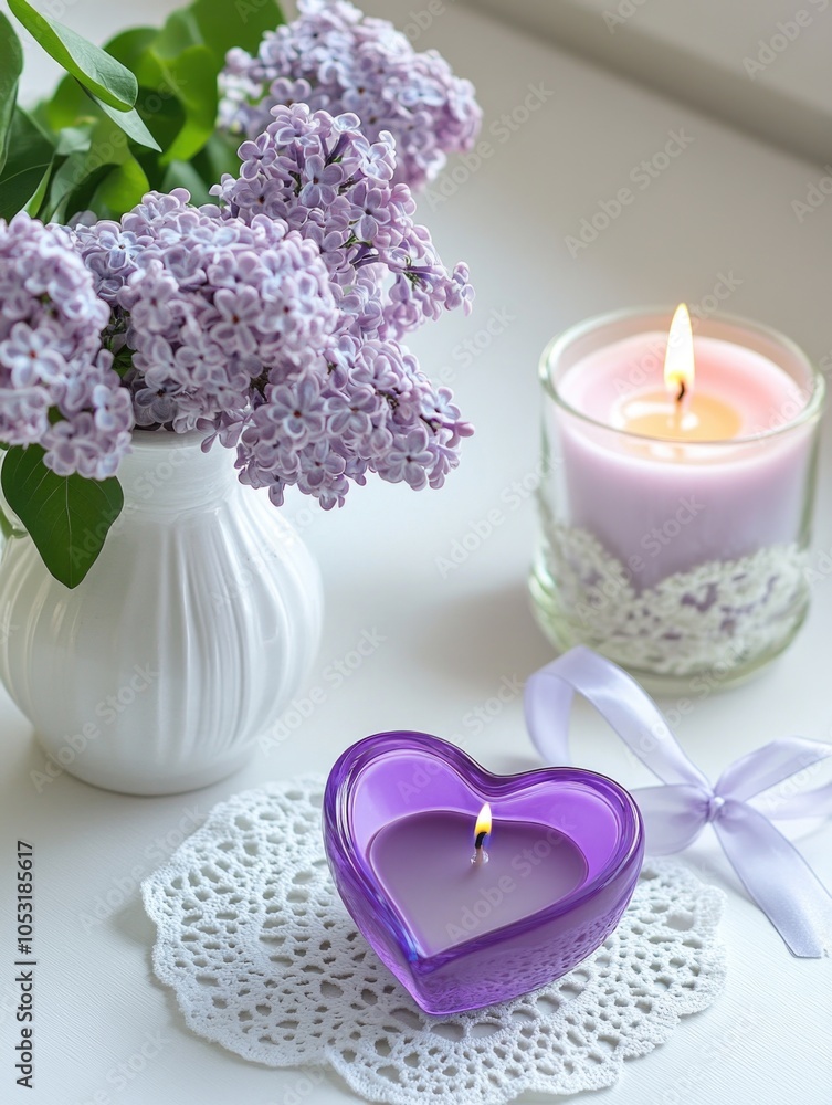 Heart Shaped Candle with Flowers Heart Shaped Candle with Flowers