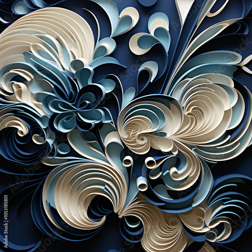 abstract sheps and patterns, Kirigami style photo