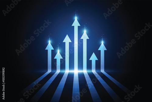 Arrow up to Growth financial trading stock for business. Vector illustration
