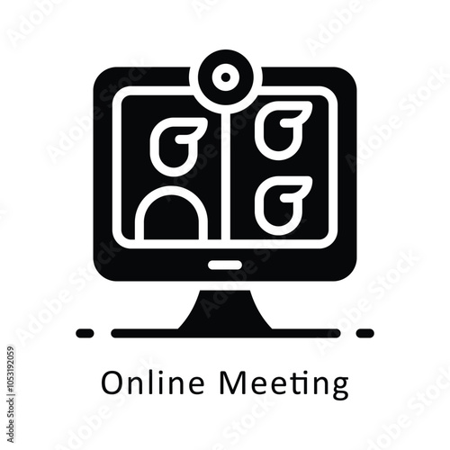 Online Meeting vector Gylph Design icon. Workplace Symbol on White background EPS 10 File