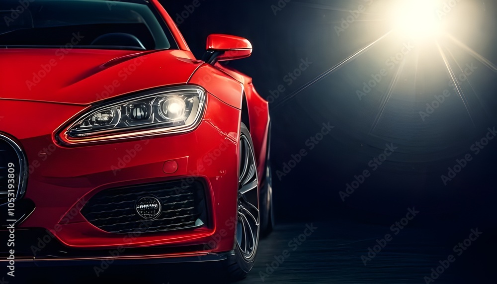 Fototapeta premium Focusing on the Visuals: Red Hot: A Stunning Close-Up of a High-Performance Coupe