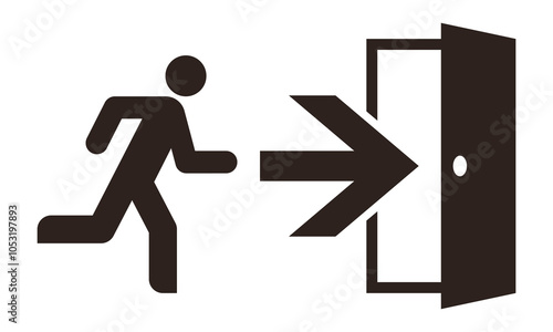 Running man and exit door sign. Exit way icon. Emergency exit. Safety symbol. Escape help evacuation icon