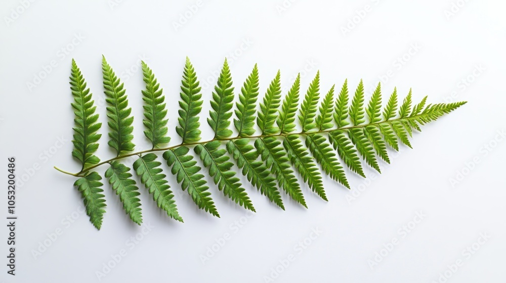 Single Green Fern Leaf Isolated on White Background Single Green Fern Leaf Isolated on White Background