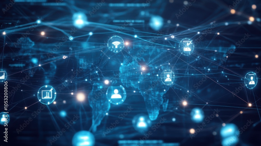 A connected world concept where people interact with IoT devices securely linked to