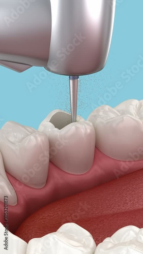 Endodontic root canal treatment process. Medically accurate tooth 3D animation