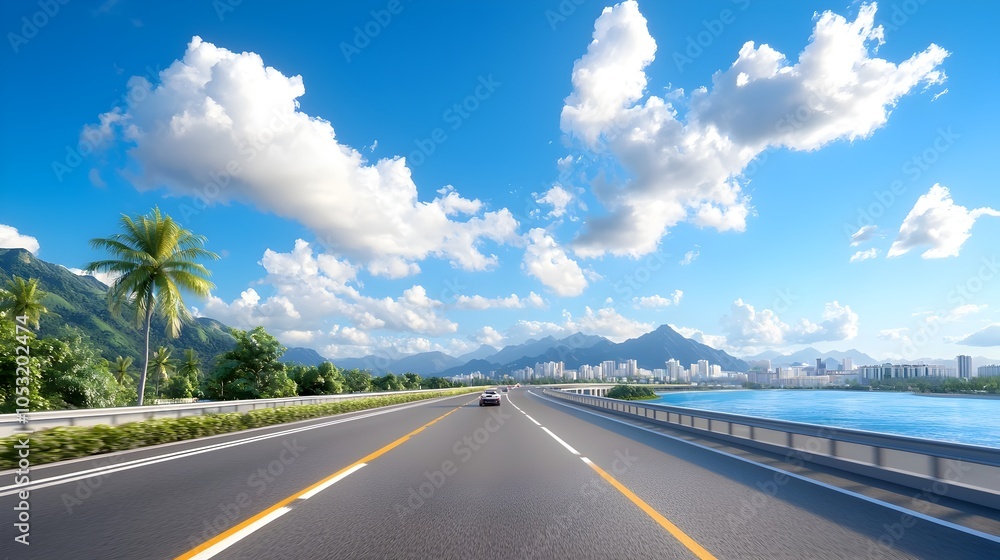 Fototapeta premium Futuristic Highway Design Meeting of Civil Engineering Team 3D Showcasing Innovative Infrastructure Urban Planning and Technological Solutions for the Future of Transportation and Mobility