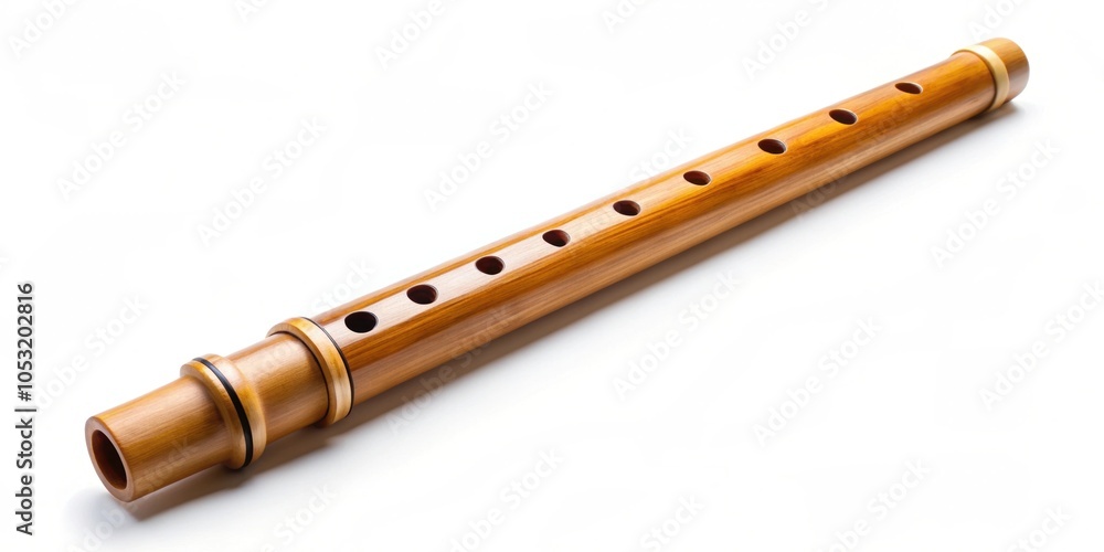 Fototapeta premium Danso Korean Bamboo Flute isolated on white background, Korean music, traditional instrument, bamboo, flute, woodwind, cultural