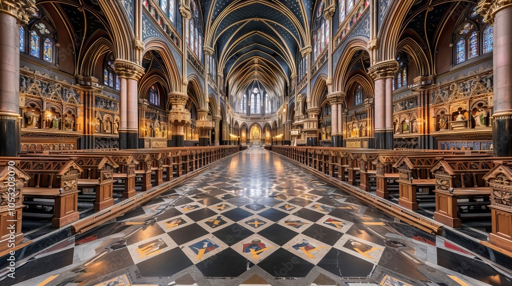 Fototapeta premium The interior of a grand cathedral with intricate details.
