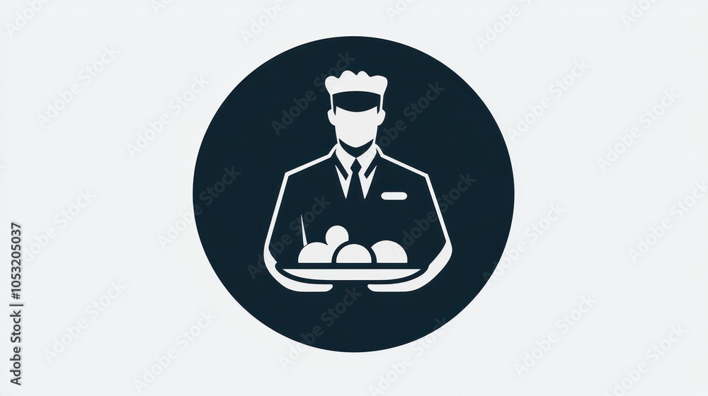 Minimalist icon of a waiter in glyph style for service settings. Minimalist icon of a waiter in glyph style for service settings.