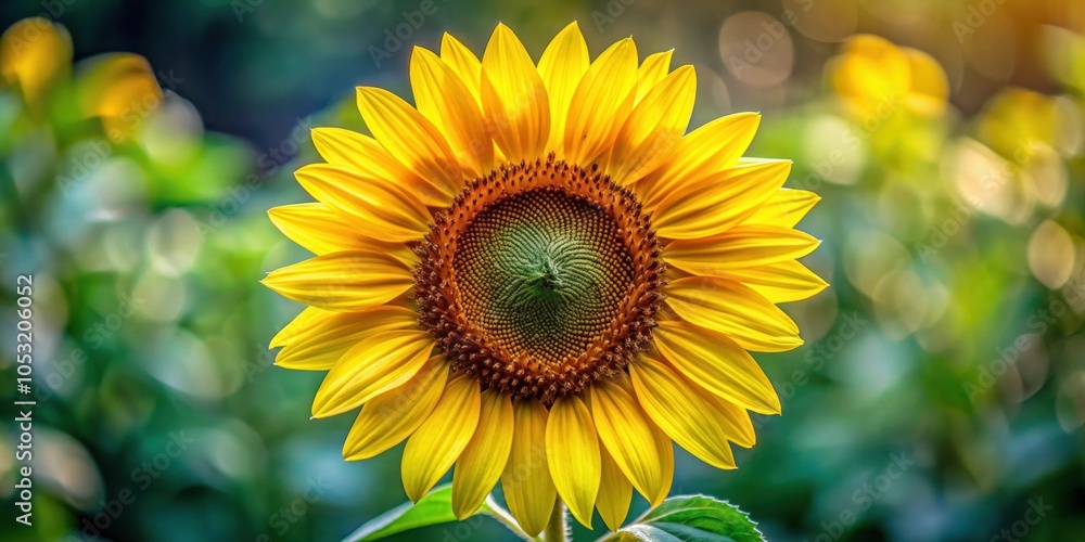 Obraz premium Vibrant sunflower in full bloom with yellow petals and dark center, blossoming, nature, sun, vibrant, color, garden, flora, sunny