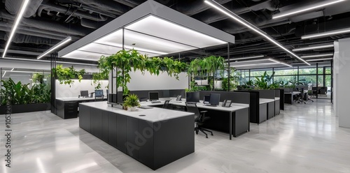 Modern Sleek Office Interior with Minimalist Design and Contemporary Furnishings for a Productive Workspace