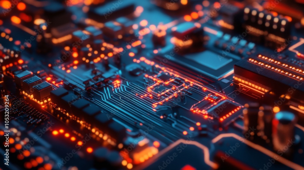Close-up of Neon Circuit Board with LED Lights Close-up of Neon Circuit Board with LED Lights
