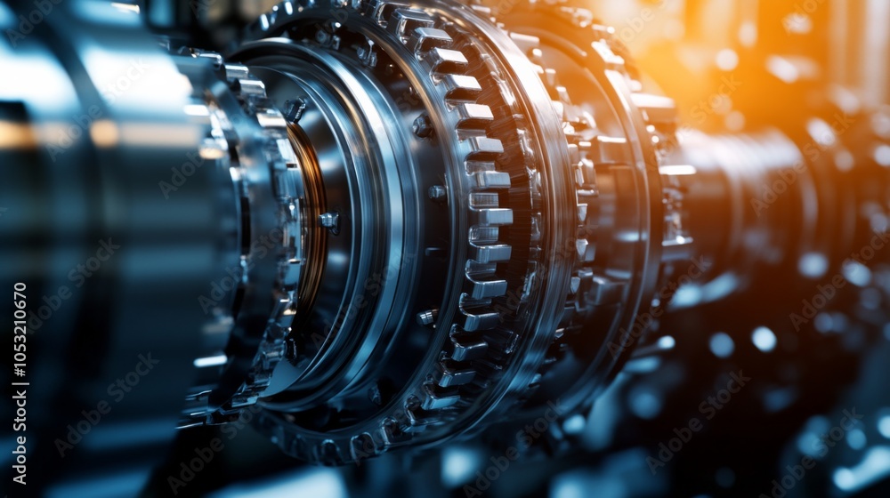 Close-Up of Industrial Gear Mechanism with Reflection Close-Up of Industrial Gear Mechanism with Reflection