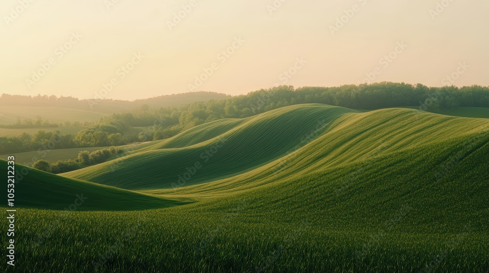 Obraz premium Soft Sunset Over Rolling Hills in the Countryside