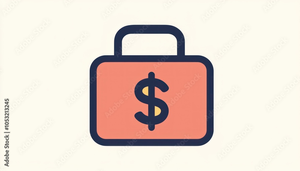 Contemporary briefcase and dollar sign line icon, ideal for business and financial themes. Contemporary briefcase and dollar sign line icon, ideal for business and financial themes.