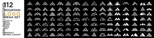 Simple mountain icon set logo in a modern style . Vector illustration