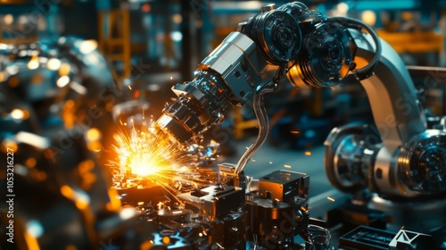 Robotic Arm Welding in an Industrial Setting photo