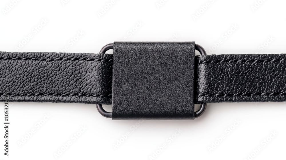 Black Leather Strap with Blank Metal Plate Mockup Black Leather Strap with Blank Metal Plate Mockup