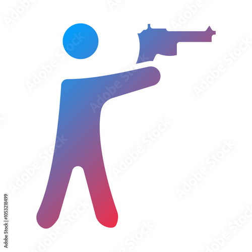 Shooting in standing position icon style