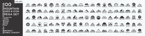 set of mountain logo peak icon . Vector illustration photo