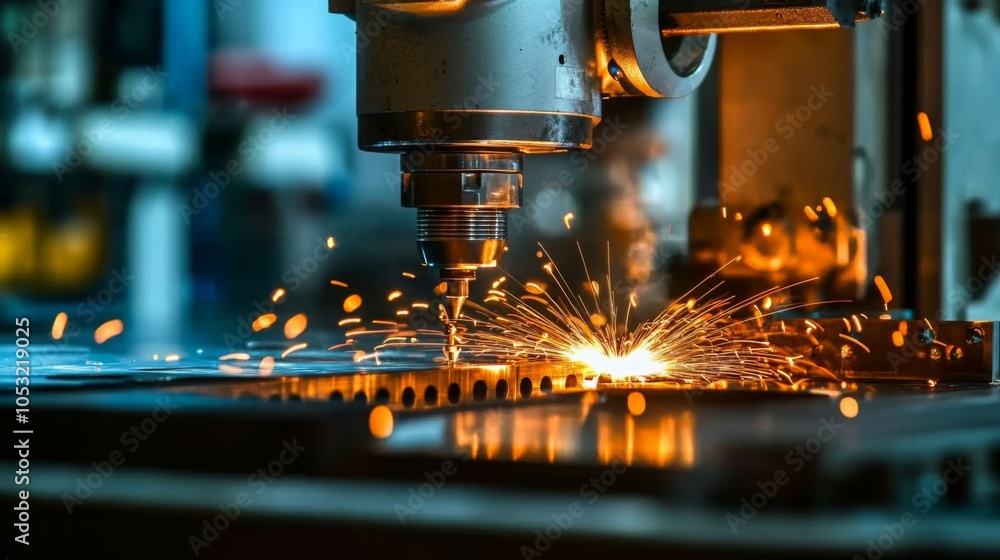 Welding Sparks from Precision Metal Cutting Machine Welding Sparks from Precision Metal Cutting Machine