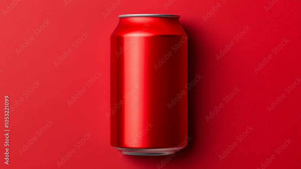 Red Aluminum Can on Red Background Red Aluminum Can on Red Background