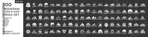 Set of abstract mountain logo design template. Vector illustration
