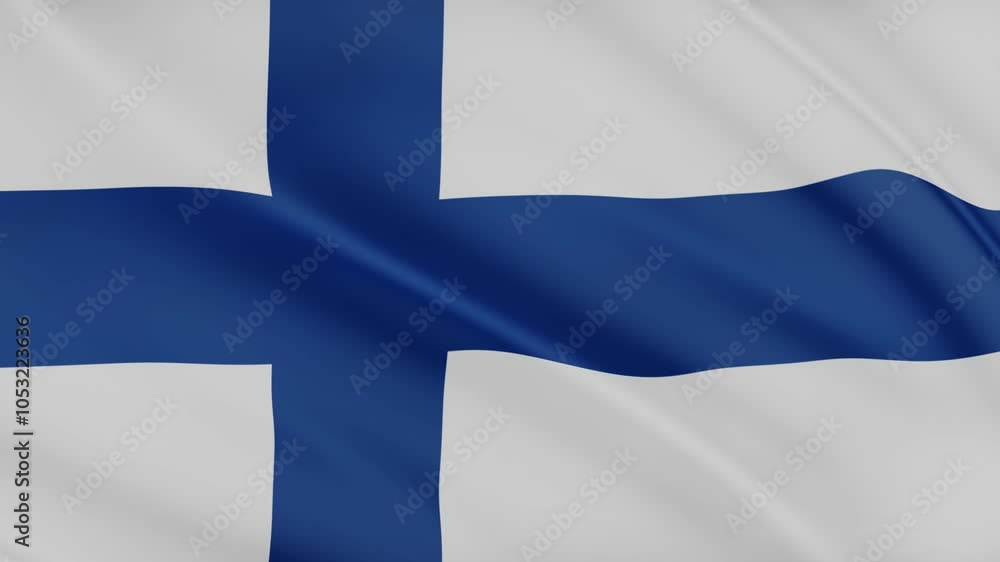 4K Flag Finland Realistic Waving Wind video 4K Flag Finland Realistic Waving Wind video