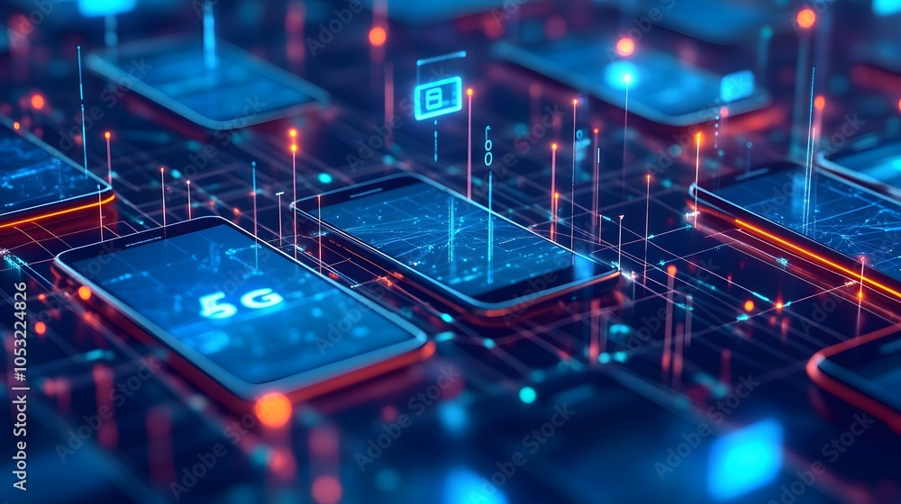 Abstract technology image showing multiple device Abstract technology image showing multiple device