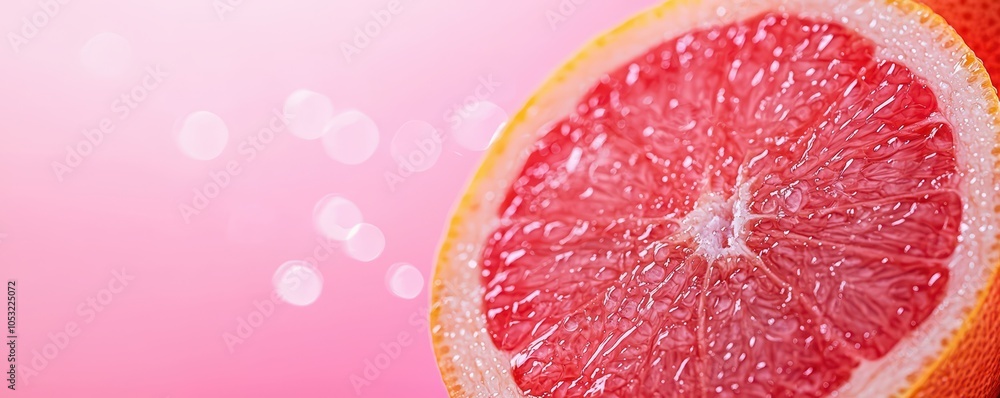 Freshly Sliced Grapefruit with Water Droplets - Perfect for Your Text Overlay or Design Needs Freshly Sliced Grapefruit with Water Droplets - Perfect for Your Text Overlay or Design Needs