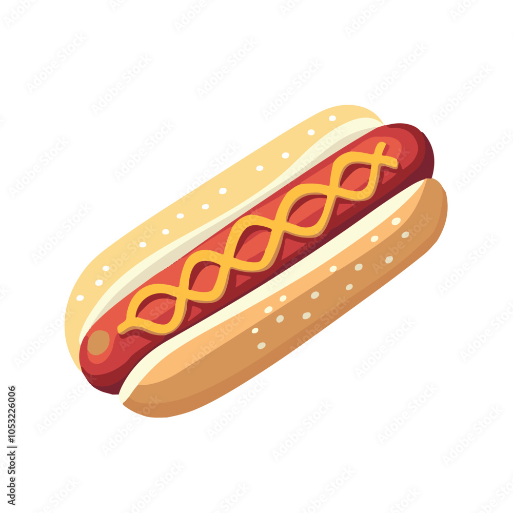 Hot dog icon, simple flat design illustration with an isometric perspective Hot dog icon, simple flat design illustration with an isometric perspective