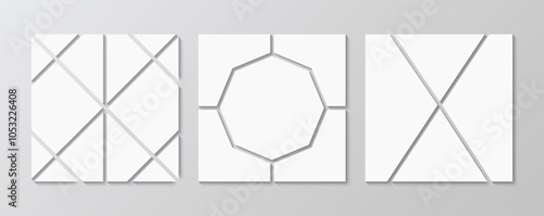 Collection of moodboard grid. Album brandboard set. Scrapbook layout. Gallery banner. Portfolio images. Presentation collage template collection. Mosaic picture frame. Vector illustration