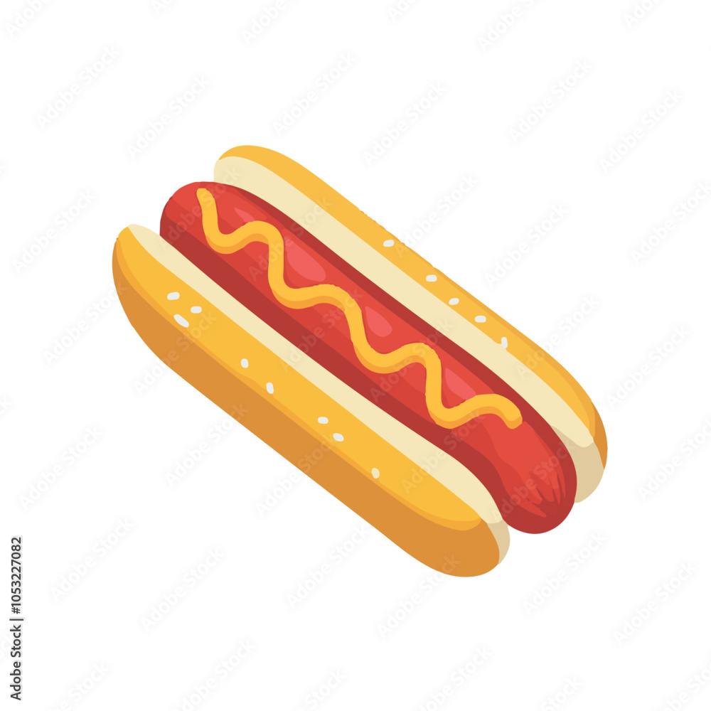 Hot dog icon, simple flat design illustration with an isometric perspective Hot dog icon, simple flat design illustration with an isometric perspective