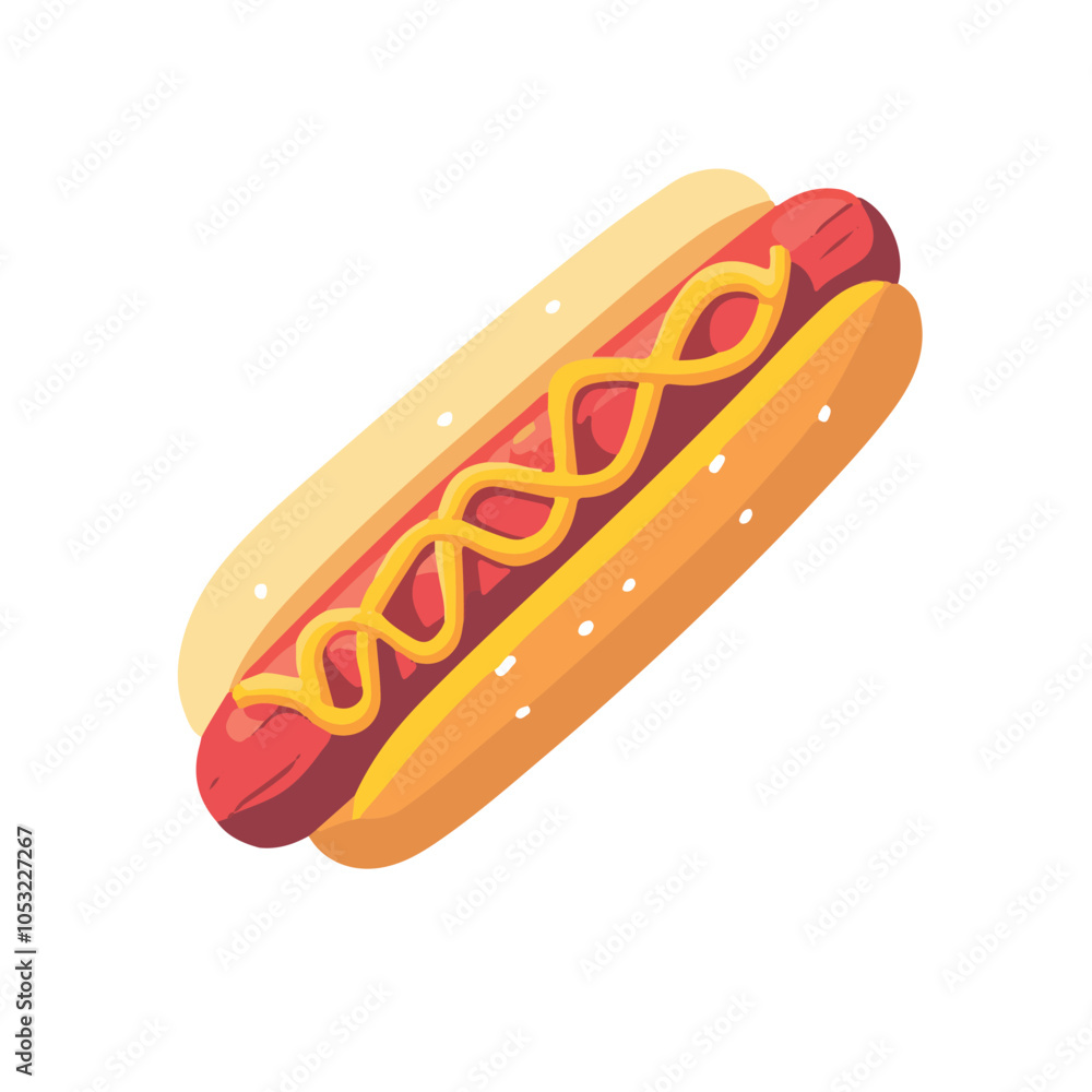Hot dog icon, simple flat design illustration with an isometric perspective Hot dog icon, simple flat design illustration with an isometric perspective