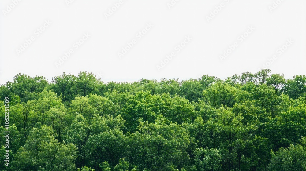 Green trees in the forest isolated on white background