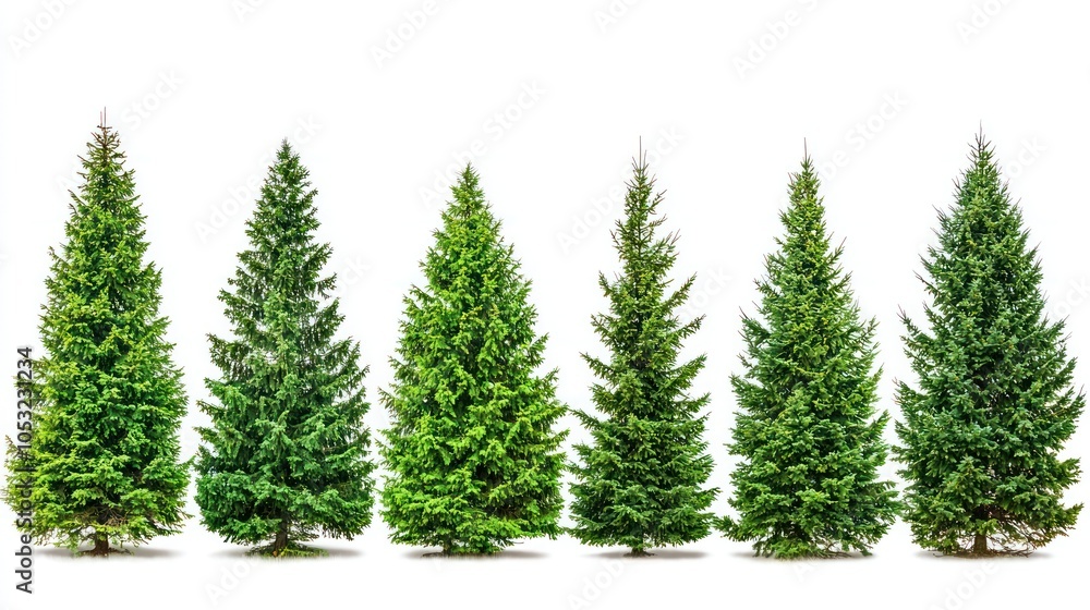 Obraz premium Green trees in the forest isolated on white background