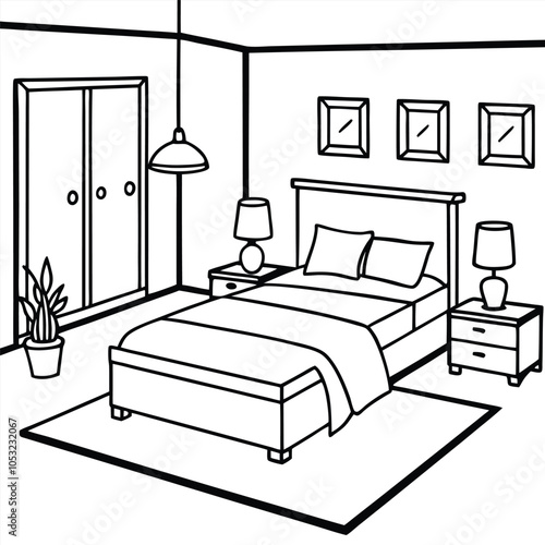 realistic-sketch-of-the-bedroom--hand-drawn-sketch