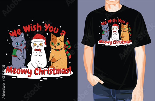 We Wish You A Meowy Christmas t-shirt design