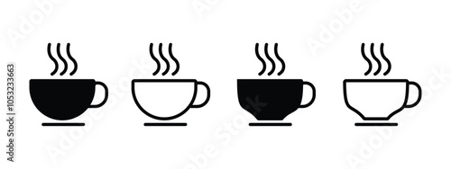 Coffee cup icon set. Coffee cup icon. Coffee vector icon. Cups of coffee tea symbol collection. Vector Illustration.