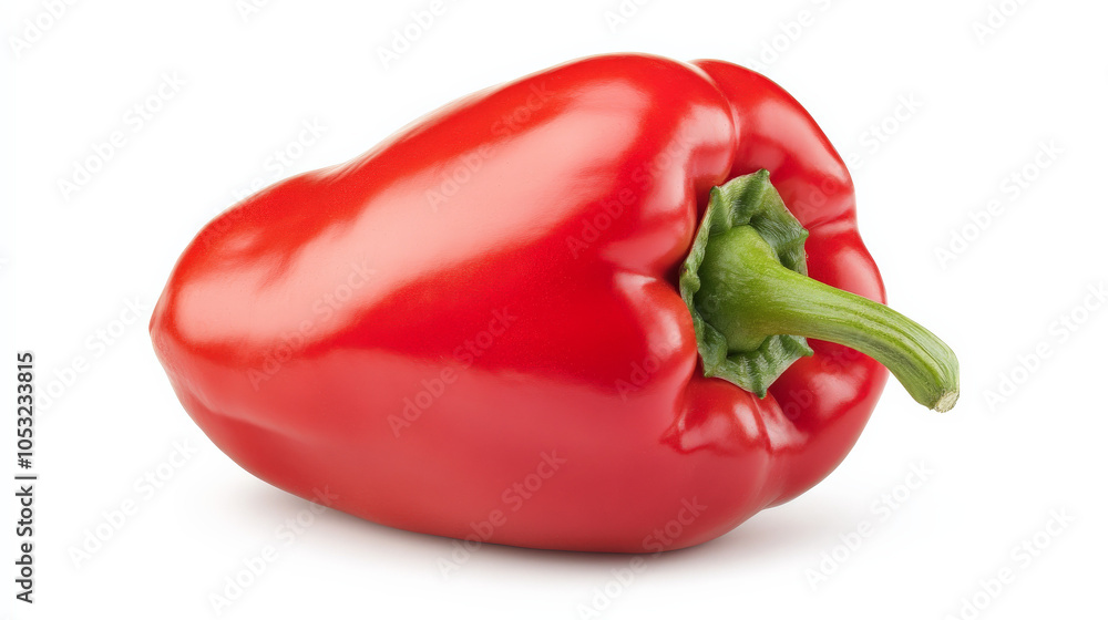 Vibrant Red Bell Pepper: A single, ripe red bell pepper, showcasing its smooth skin and vibrant color. Perfect for culinary or health-related projects. Vibrant Red Bell Pepper: A single, ripe red bell pepper, showcasing its smooth skin and vibrant color. Perfect for culinary or health-related projects.