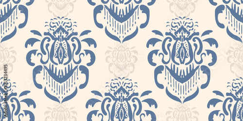 Ethnic ikat seamless pattern.beautiful pattern. floral embroidery, bohemian style, abstract flower art print. ethnic ikat abstract art. seamless fabric. ikat design for fabric, wallpaper, clothing.