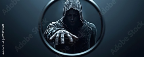 3D rendering of a haunted mirror, with a ghostly figure trapped inside, reaching out with twisted fingers, Haunted mirror, Supernatural and chilling