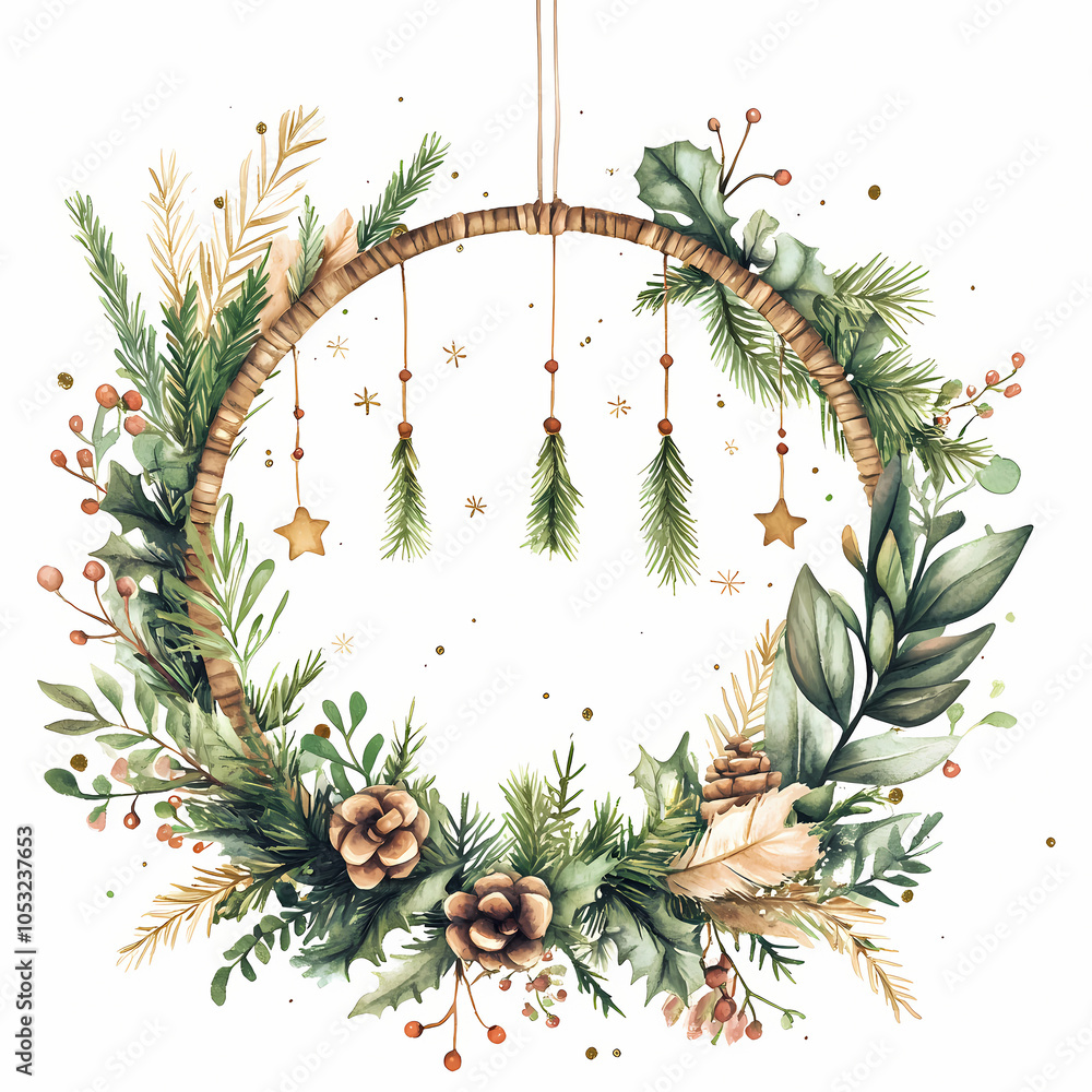 Fototapeta premium boho christmas wreath