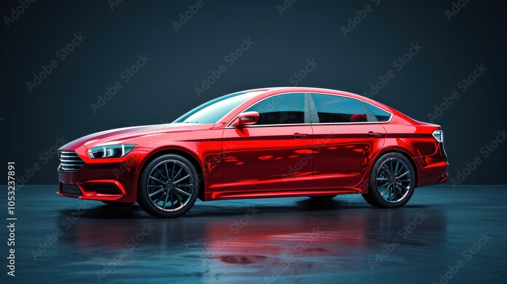 Obraz premium Vintage Red Sedan Car Vector in Isolated View 
