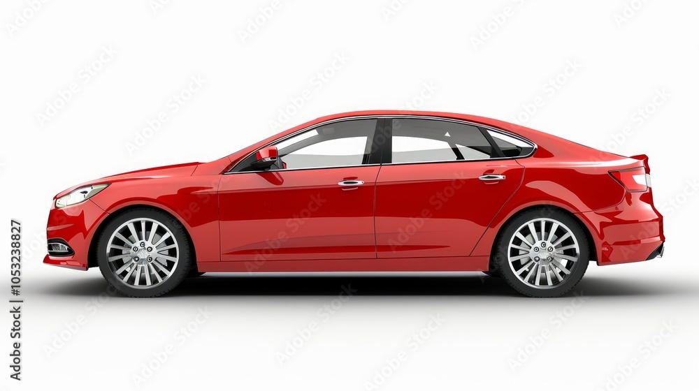Obraz premium Vintage Red Sedan Car Vector in Isolated View 