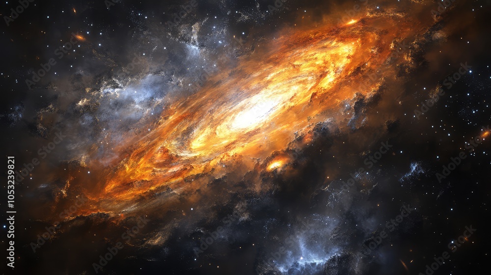 Fototapeta premium An artistic interpretation of a dwarf galaxy, where vibrant colors and intricate details highlight the mysteries of its formation