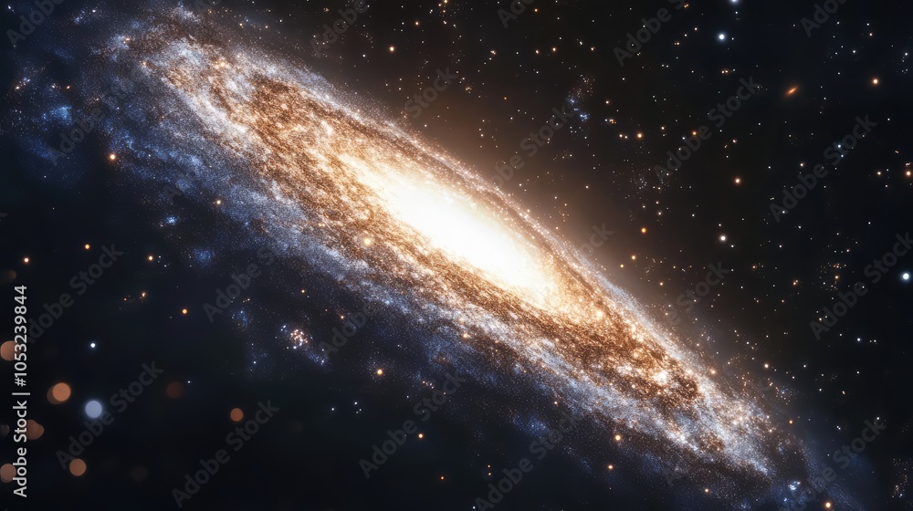 Fototapeta premium An artistic representation of a dwarf galaxy, highlighting its unique shape and the delicate interplay of light among its stars