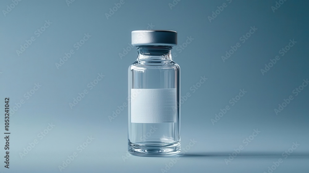 A clear medicine vial with a label, showing transparency and professionalism A clear medicine vial with a label, showing transparency and professionalism